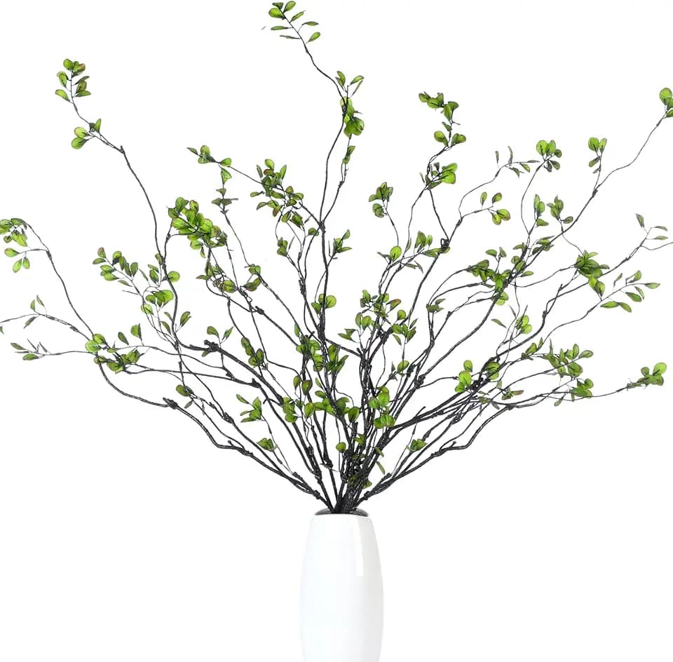 Giegxin 8 Pcs 47.2'' Artificial Ficus Branches for Vase Faux Stems, Green