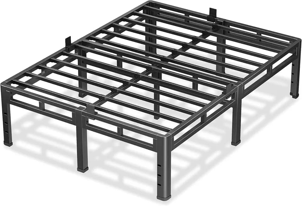 NKZ Queen Size Metal Platform Bed Frame, 18 Inch Dual-Layer Heavy Duty Base