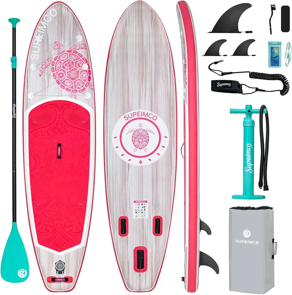 Inflatable Stand Up Paddle Board - Upgraded Glue-Free Hot Melt Technology, Long Service Life, 10'6", Anti-Slip EVA Deck, Full SUP Accessories, Included for Adults Youth All Skill Levels