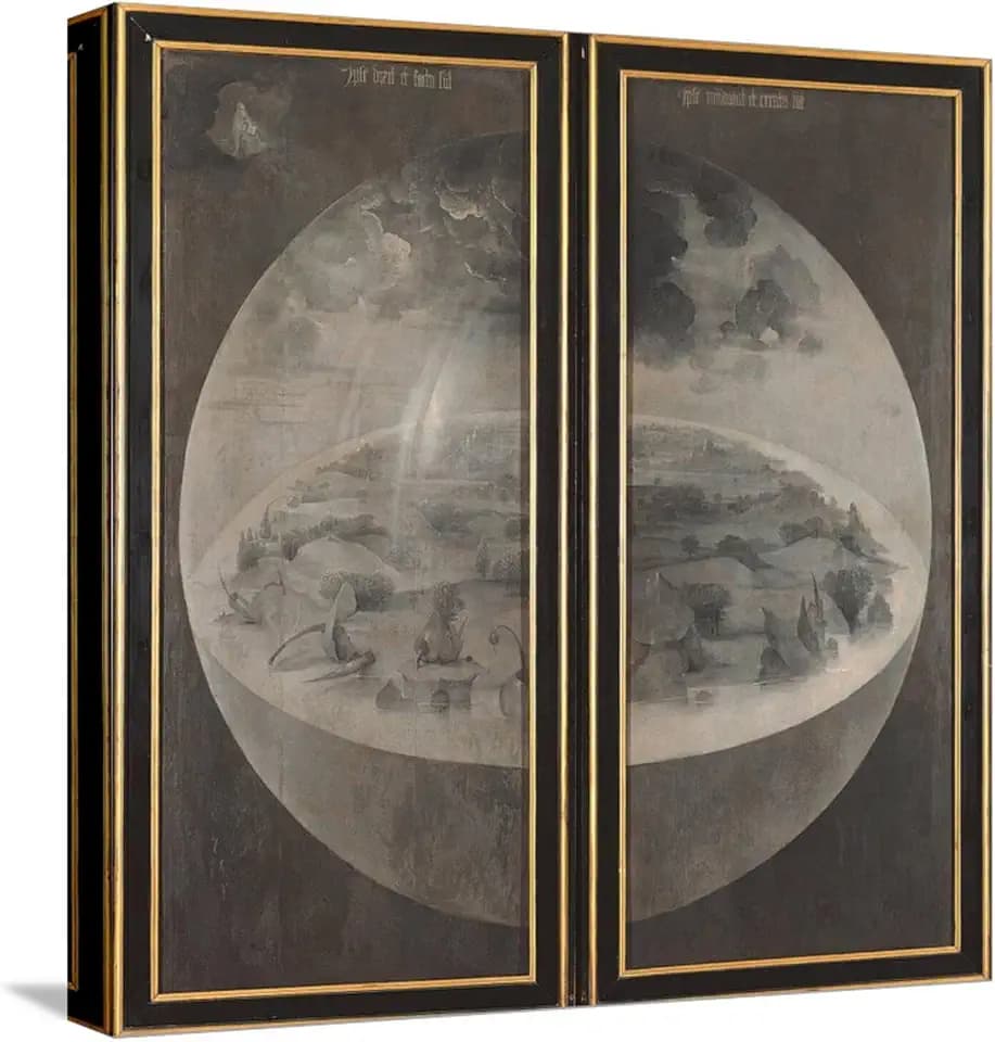 ART.COM Stretched Canvas Print Garden of Earthly Delights, Creation of the World by Hieronymus Bosch, 16" x 16"