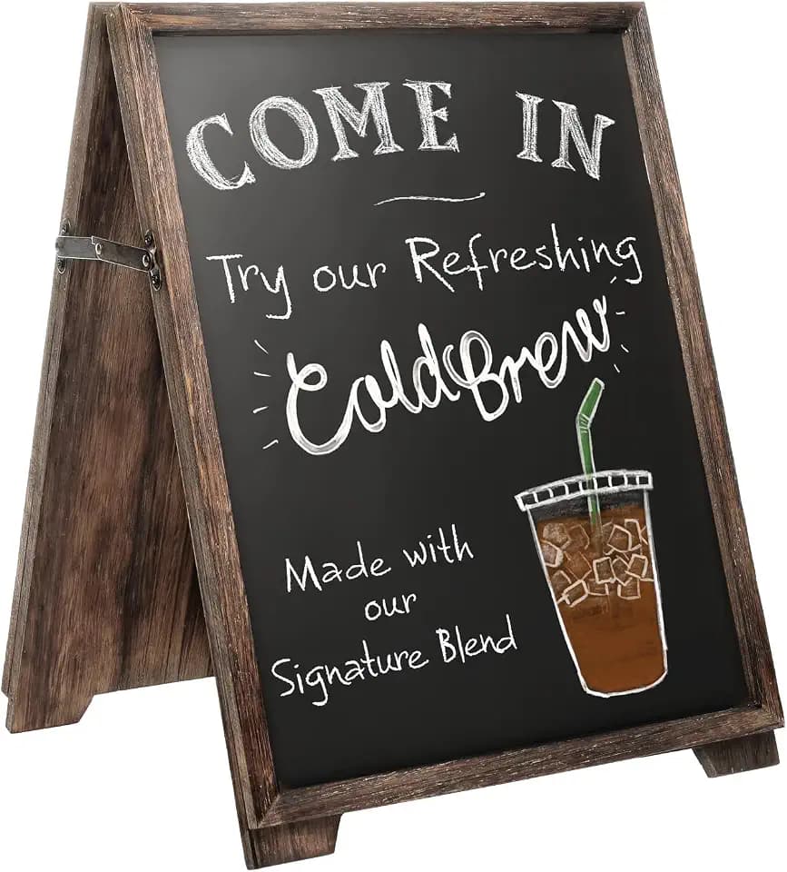 Excello Global Products 13" x 17" Wooden A-Frame Chalkboard, Double-Sided Magnetic Surface, Great for Counters and Tables.