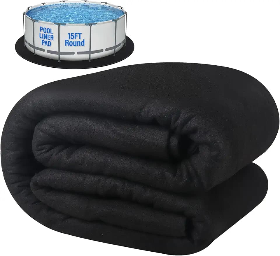 18FT Pool Pad for Above Ground Pool,350G/M² Thicker Pool Liner Pad,Pool Padding for Above Ground Pool,Pool Bottom Pad Seamless,Double Density Puncture Resistant,Pre-Cut Pool Mat,Geotextile Material