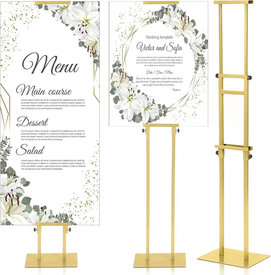 Thyle 1 Pcs Gold Poster Holder Stand for Display Sign Easel Metal Gold