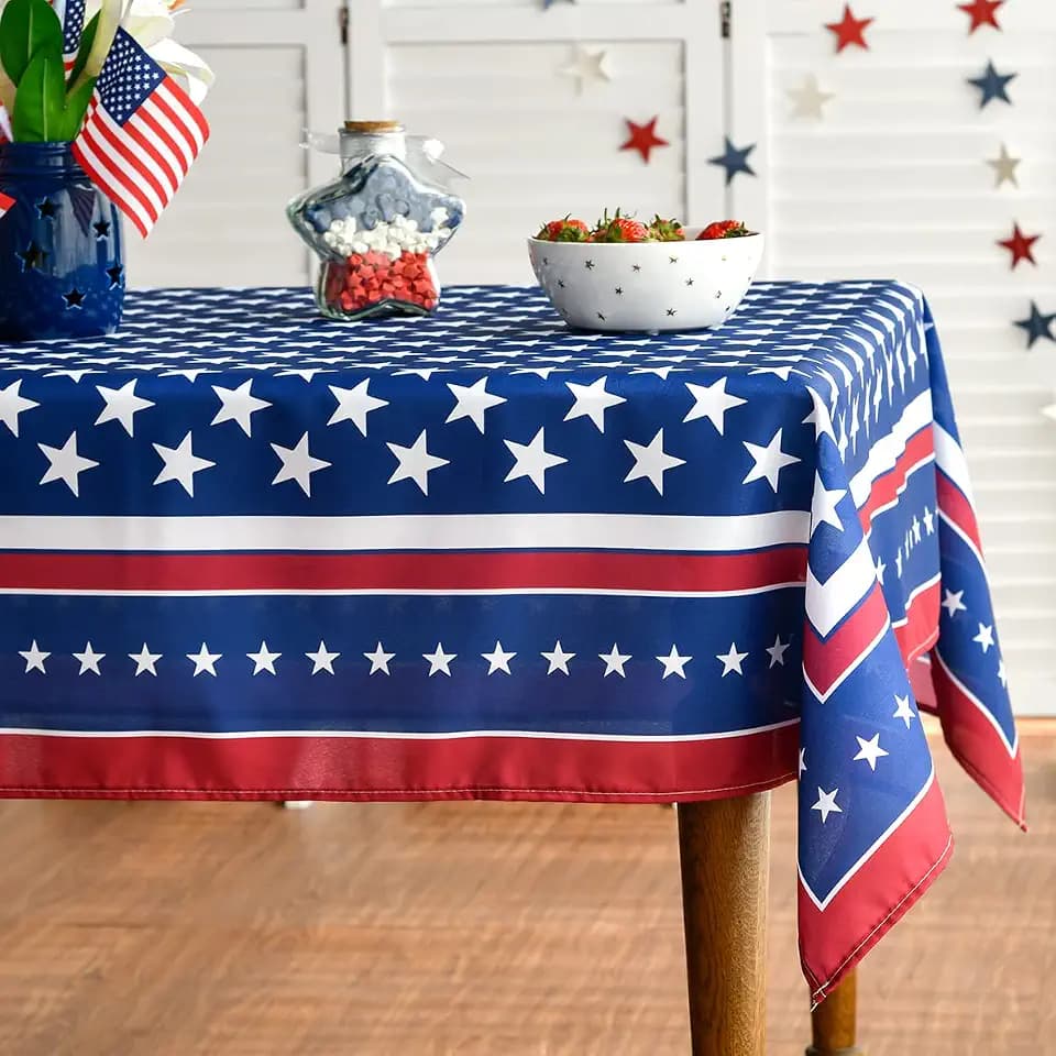 Horaldaily 4th of July Tablecloth 52 x 72 Inch Rectangular Patriotic