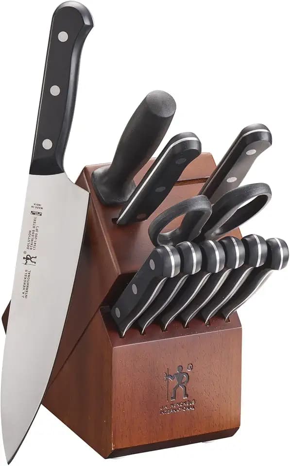 Henckels Solution 12-Pc Knife Set, Razor-Sharp, German Engineered, Brown