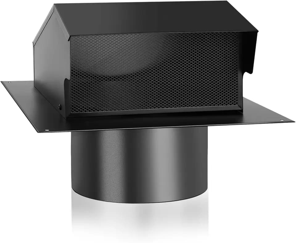 8 Inch Roof Vent Cap with Wind Damper and Mesh to Provide Flow of Fresh Air and Keep Critters Out,8 Inch Roof Exhaust Vent, Black