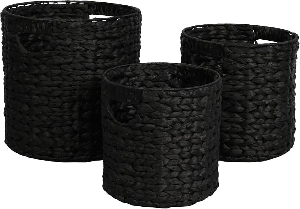 happimess Avery 3-Piece Cylinder Nesting Baskets 13", Black