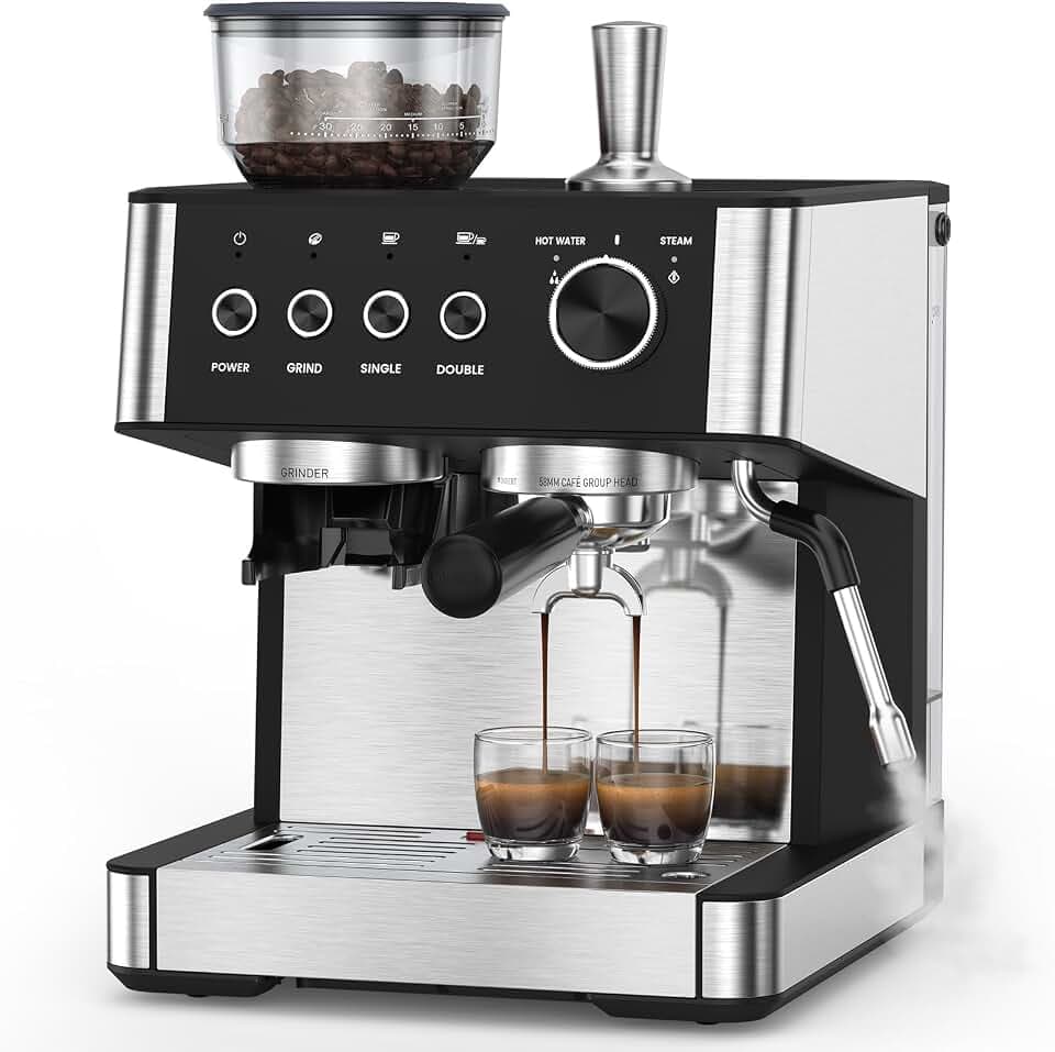 (2026 Upgrade) Espresso Machine with Grinder, Expresso Machines for Home, 20 Bar Expresso Coffee Machines with Milk Frother & Tamping Tools,Espresso Maker with Grinder for Lattes, Cappuccinos