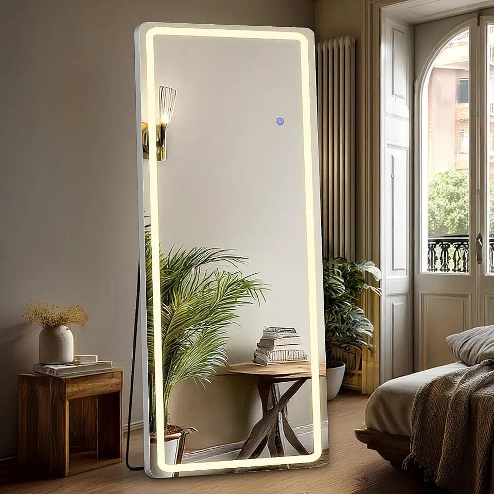 DUMOS LED Mirror Full Length with Stand, 20"x63" Full Body Wall Mirror
