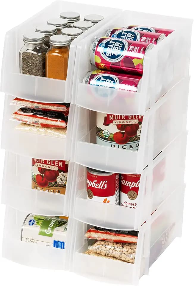 IRIS USA 8-Pack, Medium Clear Stackable Storage Bins