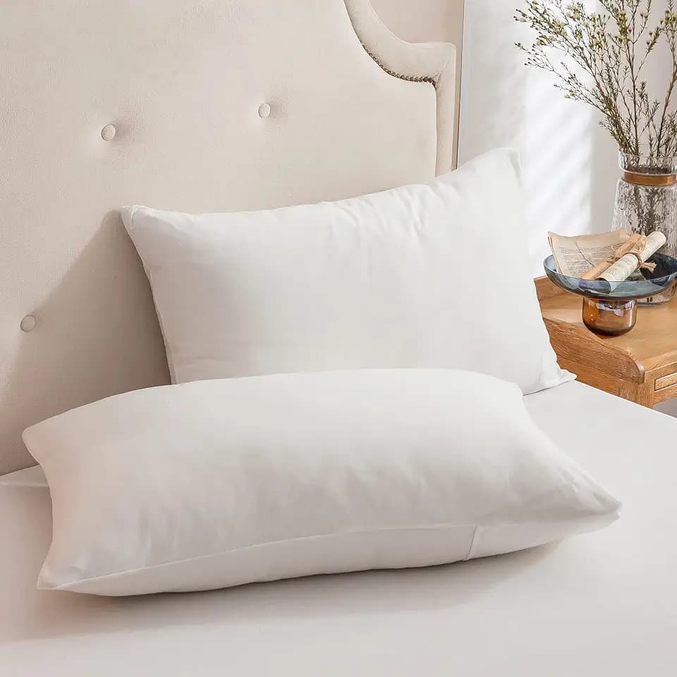 PURE ERA Jersey Knit Pillowcases 100% T-Shirt Cotton Super Soft Comfy Breathable, Set of 2, King 20" x 36", Solid Off White
