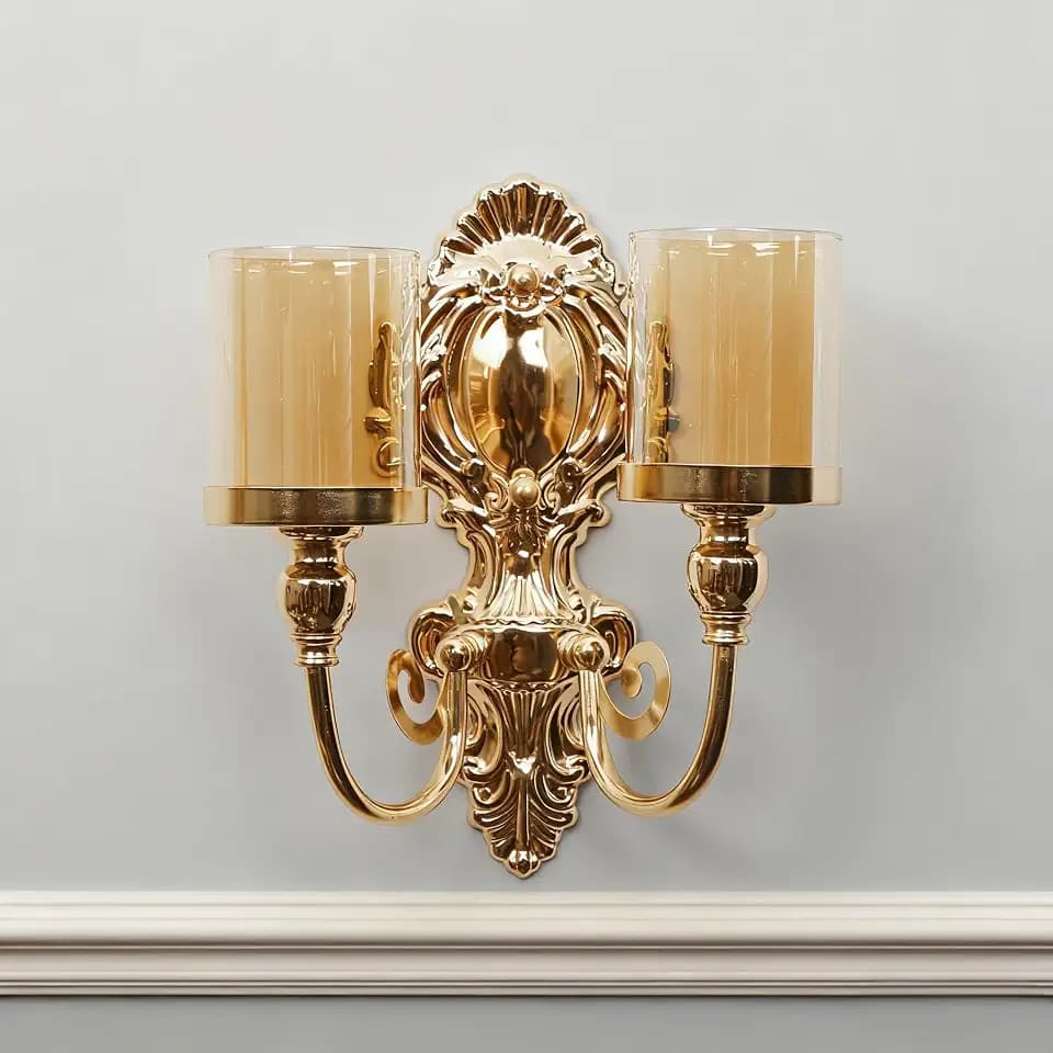 Wall Sconce Candle Holder Metal Wall Candle Holder, Home Wall Decoration for Living Room, Bathroom, Dining Room(Double Heads)