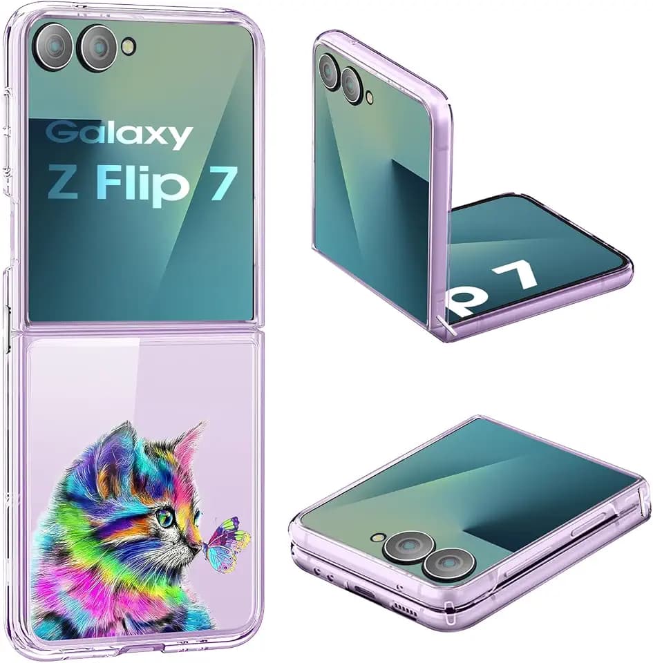 Schutzhülle für Samsung Z Flip 7 5G, Katze, Silikon, Pailletten, stoßfest, kratzfest, Bumper Case, ultradünn, weich, Tiere, Schutzhülle für Samsung Galaxy Z Flip 7 5G, dünne Schutzhülle (Katze)