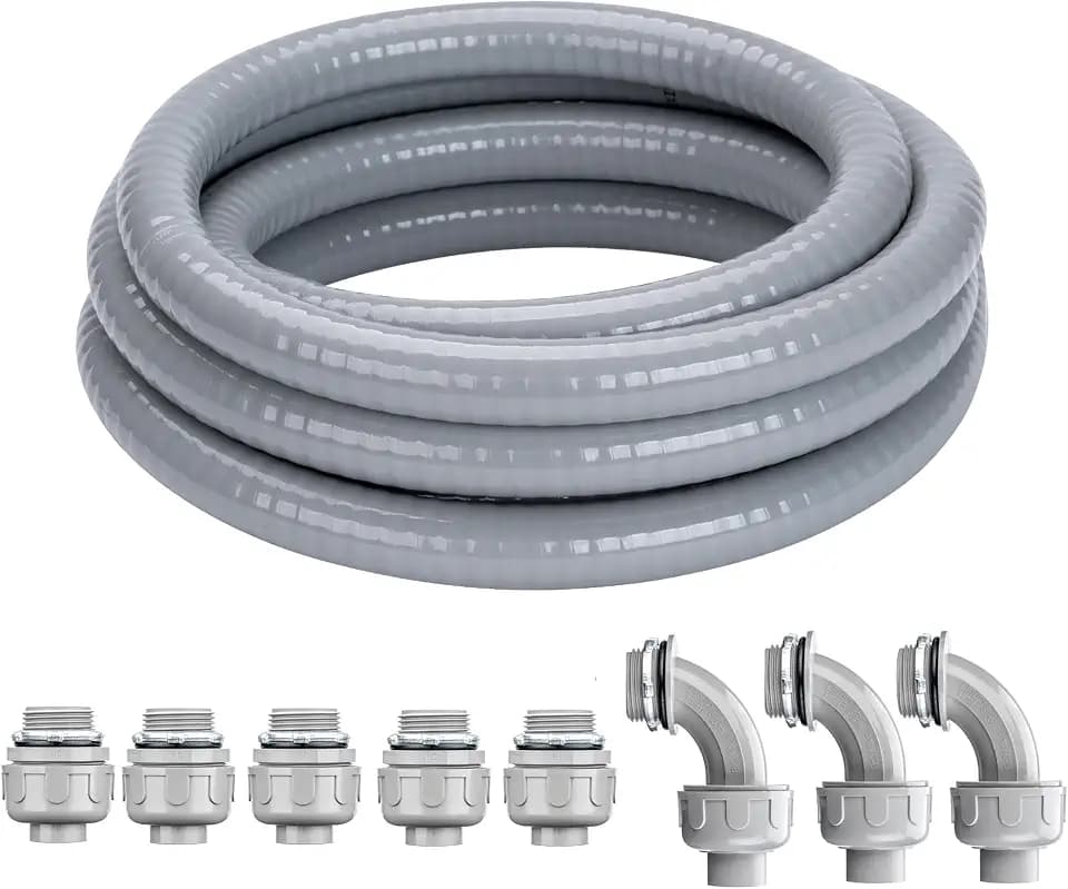 1-1/4 Inch 25 FT Liquid-Tight Conduit and Connector Kit