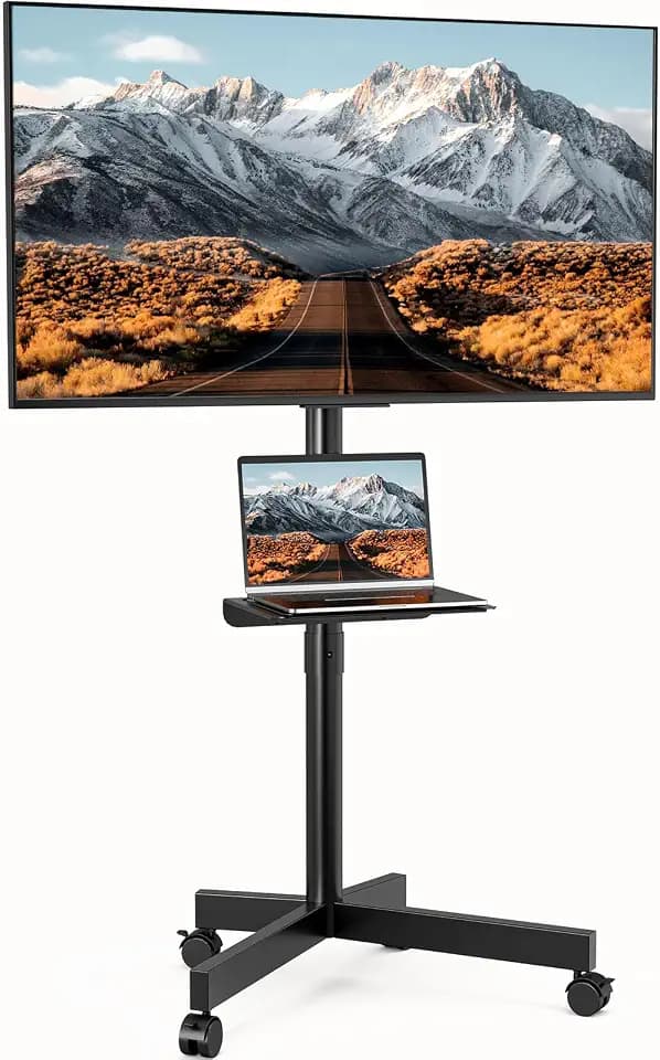 Rolling TV Stand with Wheels for 23-60 Inch Flat Curved TVs