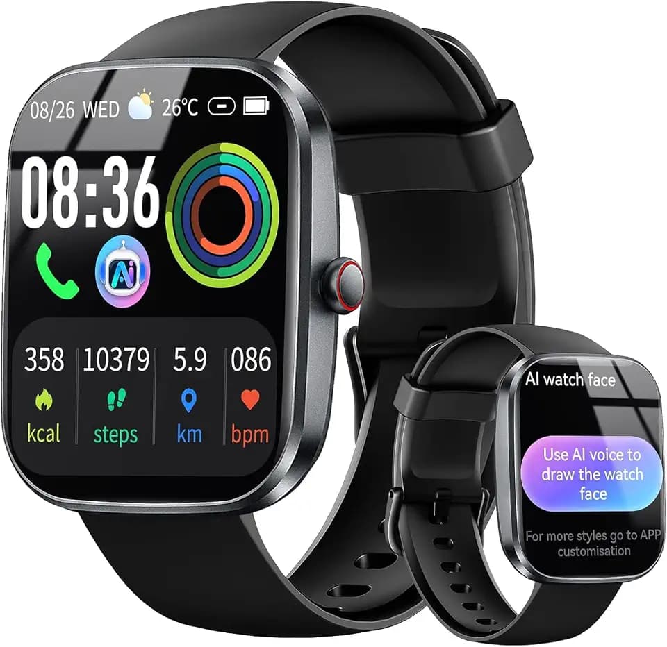 uaue AI Smartwatch Herren Damen, 1.91" Fitnessuhr Integrierte ChatGPT-AI und Telefonfunktion, Pulsuhr/Schlafmonitor/Schrittzähler/110+ Sportmodi Smart Watch, IP68 Wasserdicht Sportuhr, für Android iOS