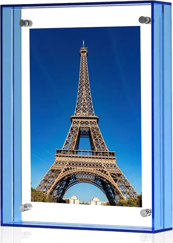 5x7 Picture Frame - Stunning Color Acrylic Photo Frame - Use as 5x7, 5x5, 4x6 Picture Frame and Acrylic Decorative Tray - Horizontal and Vertical Formats for Tabletop Display, Blue, 1Pack