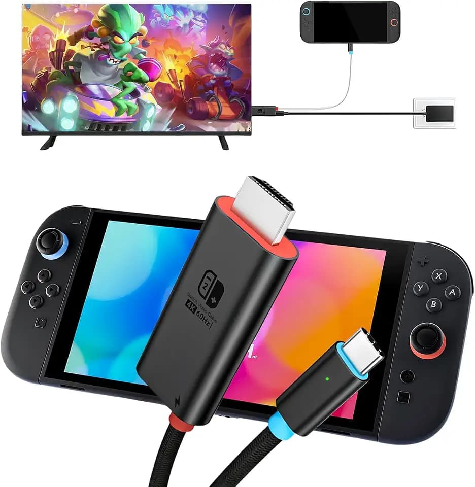 Switch 2 Dock HDMI TV Kabel, t v Adapterkabel für Nintendo Switch 2, PD 100W USB-C zu 4K@60Hz HDMI