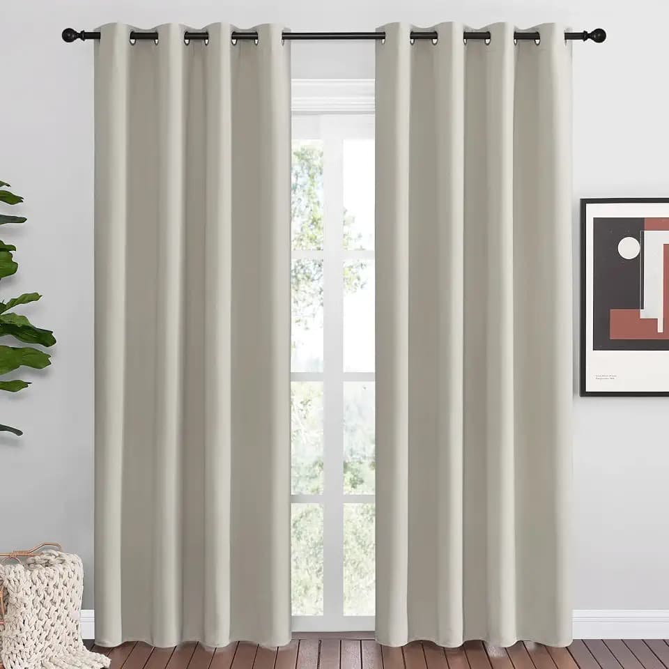 NICETOWN Natural Room Darkening Curtains for Bedroom 55" w x 86" L 2 Panels