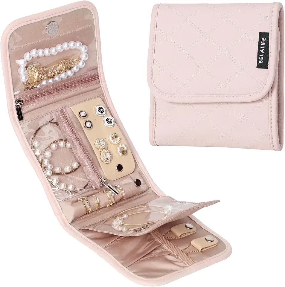 BELALIFE Travel Jewelry Case, Jewelry Organizer Roll for Accessories