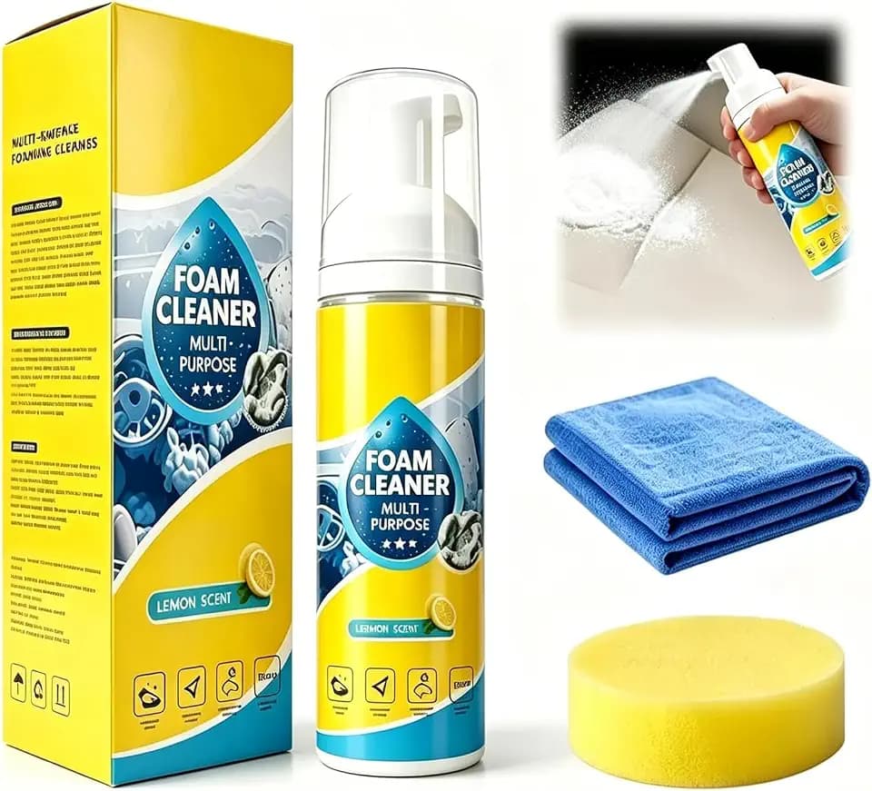4-in-1 Multi-Enzyme Foam Cleaner, New Foam No-Rinse Cleaner, All-Purpose Deep Cleaning Spray for Car Interior, Kitchen Grease, Bathroom Tiles, Sofa Upholstery