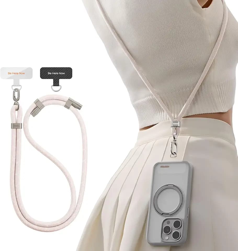 TORRAS Phone Lanyard Crossbody, Adjustable Anti-Theft Neck Strap, Beige