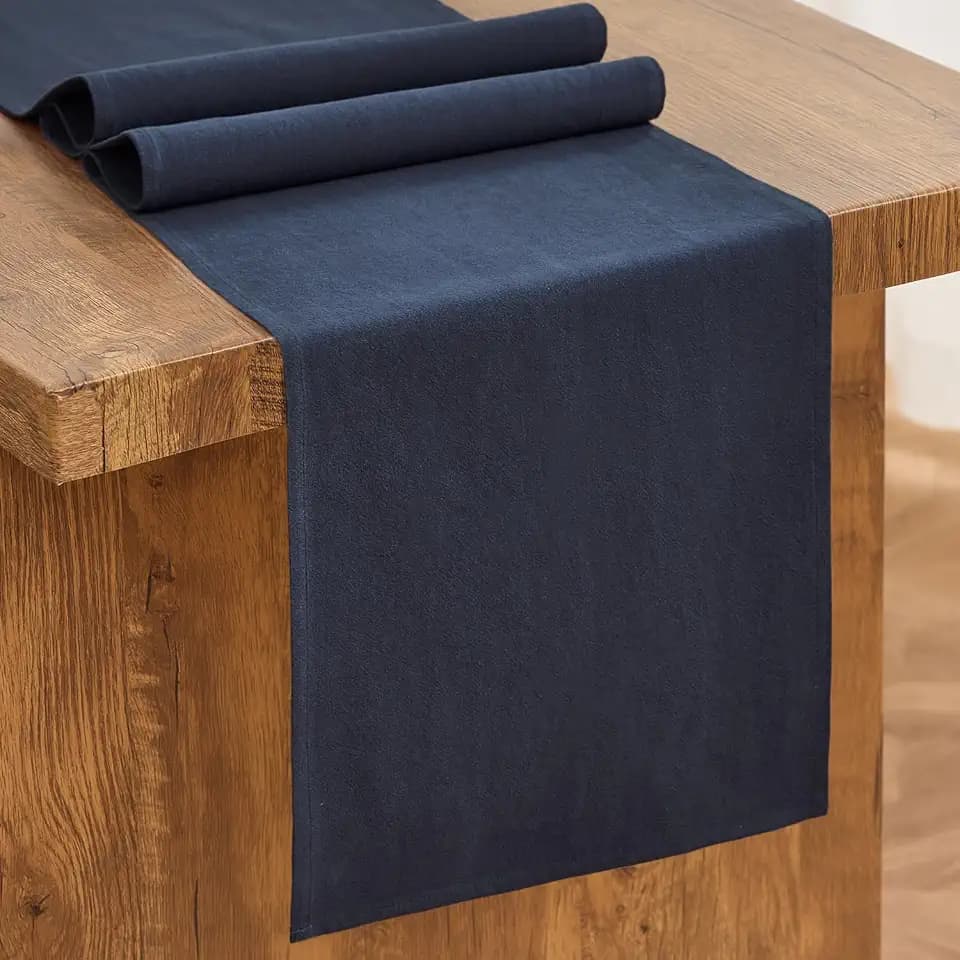 Letjolt Navy Cotton Table Runner 72 Inches