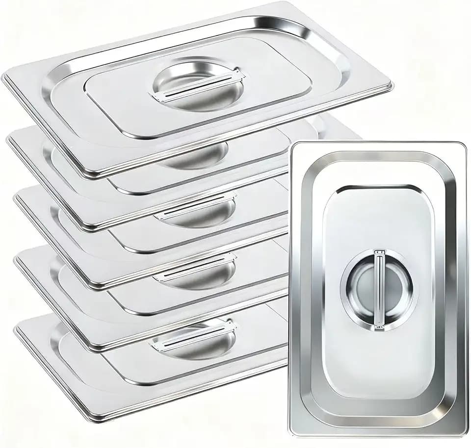 West Bay 6 Packs 1/3 Size Hotel Pan Lids, 12.9''L x 7''W Stainless Steel
