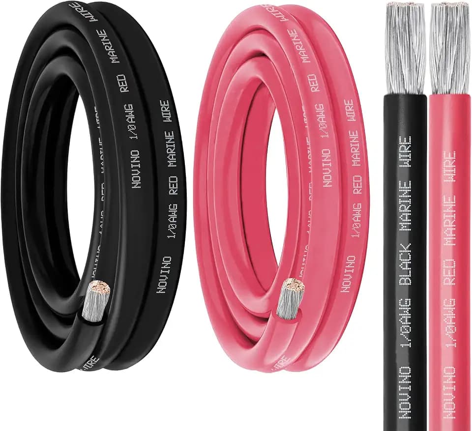 1/0 Gauge Marine Wire 1/0 AWG Marine Grade Wire,5FT Red & 5FT Black