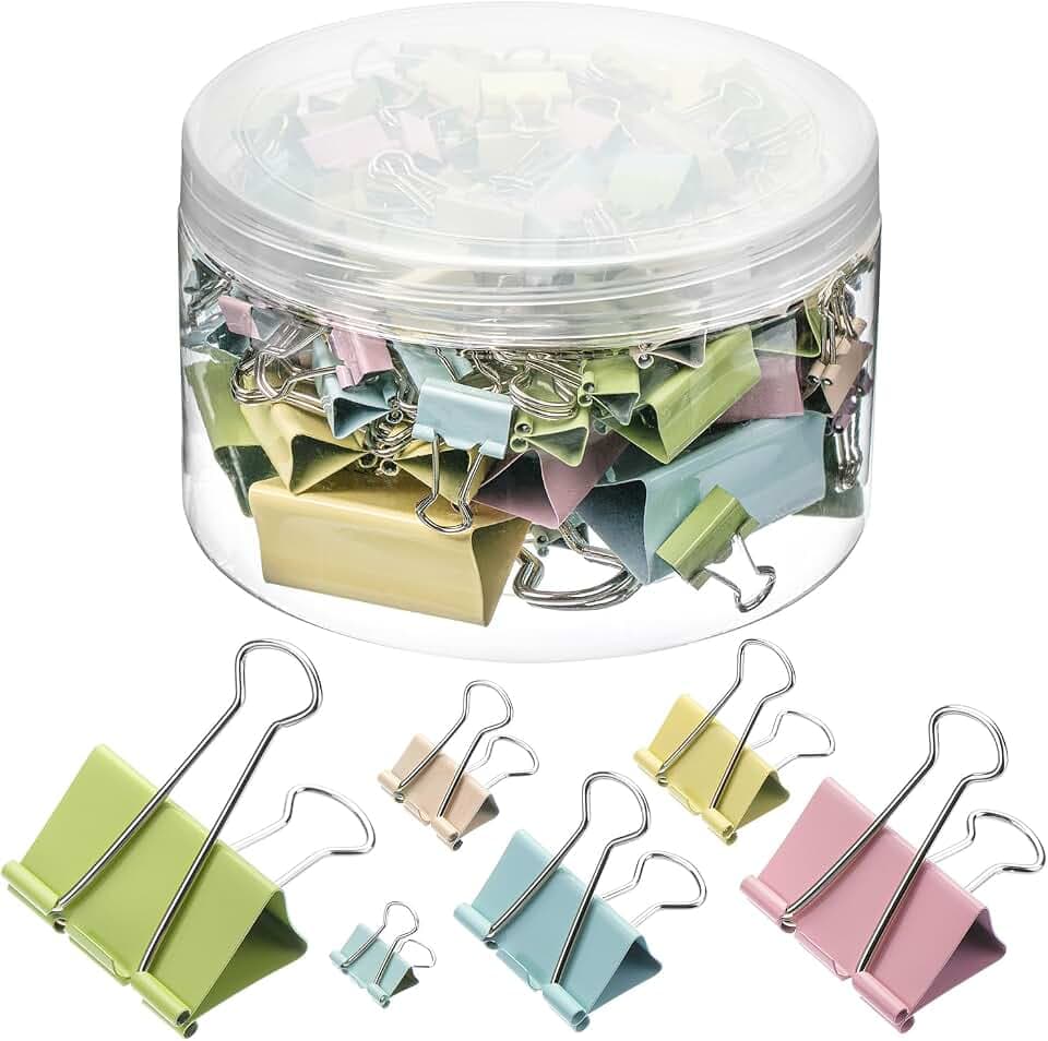 Mr. Pen- Binder Clips, 120 pcs, Assorted Sizes, Colored Binder Paper Clips