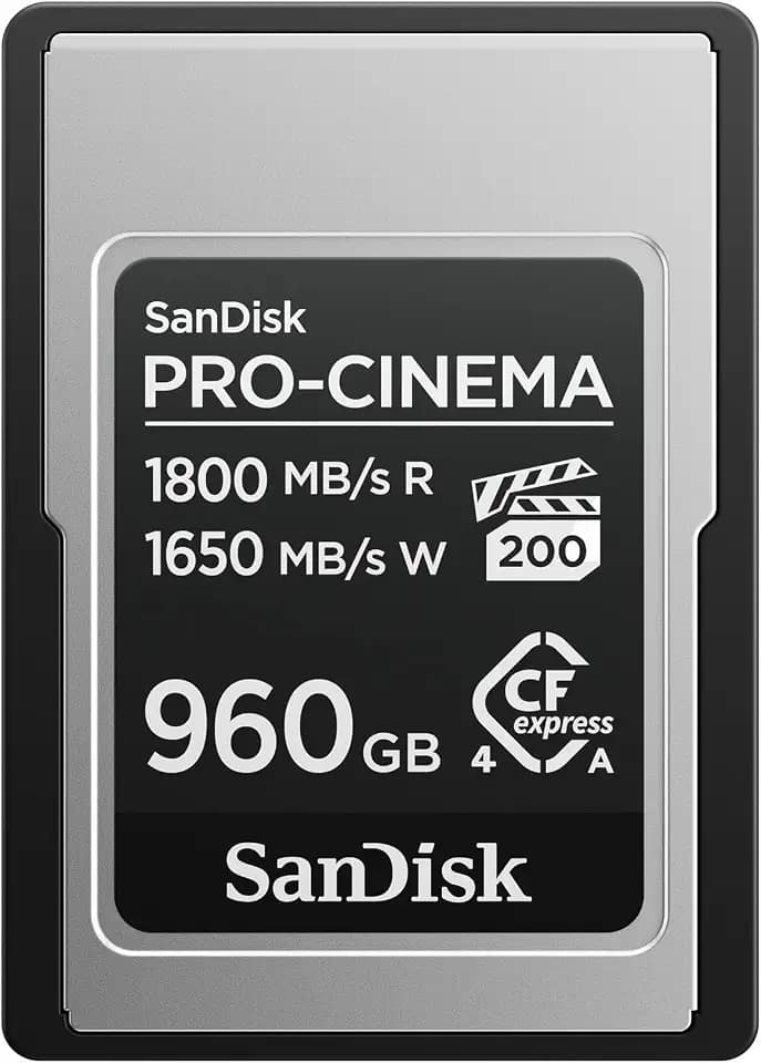 SanDisk PRO-Cinema CFexpress Type-A-Speicherkarte 960 GB (Lesen bis zu 1.800 MB/s, Schreiben bis zu 1.650 MB/s, 4K, 6K, 8K, VPG200)