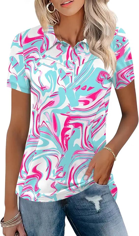 TFSDOD Womens Golf Shirts Ladies Polo Shirt Short Sleeve Activewear Top