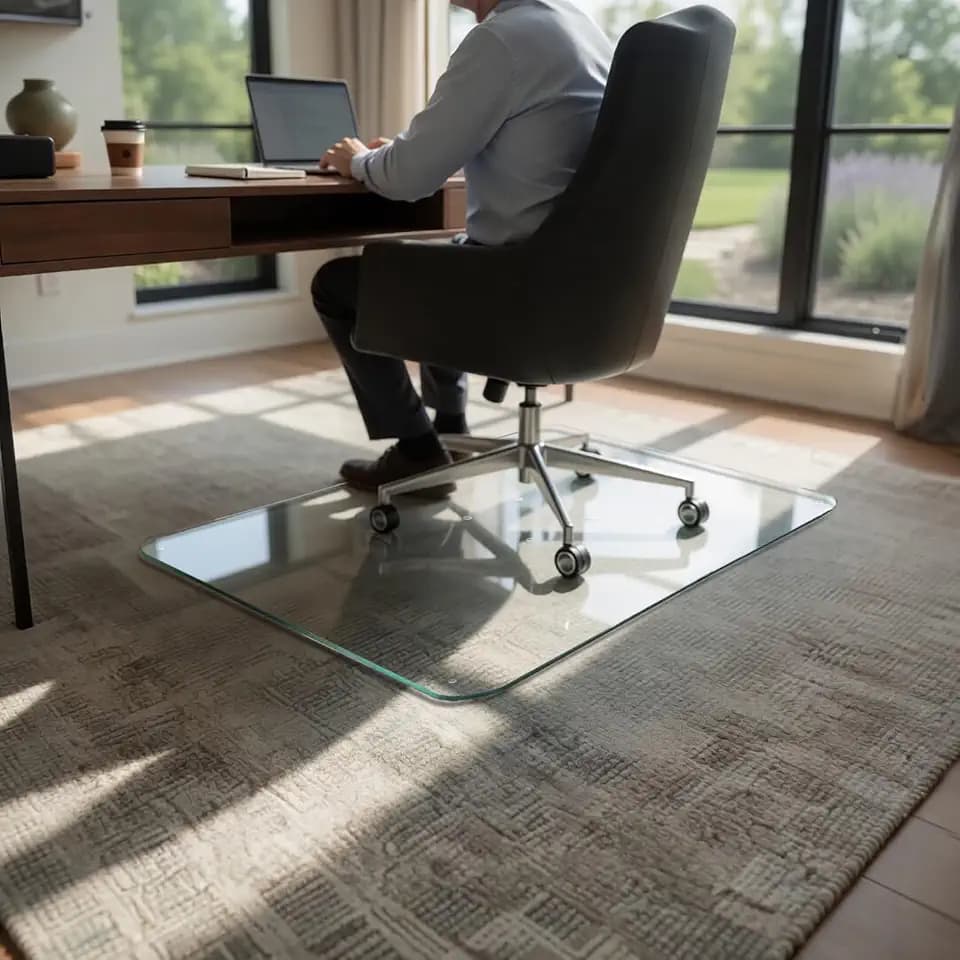 Vitrazza Glass Office Chair Mat 36x48, Luminoso, for Carpet & Hard Floors