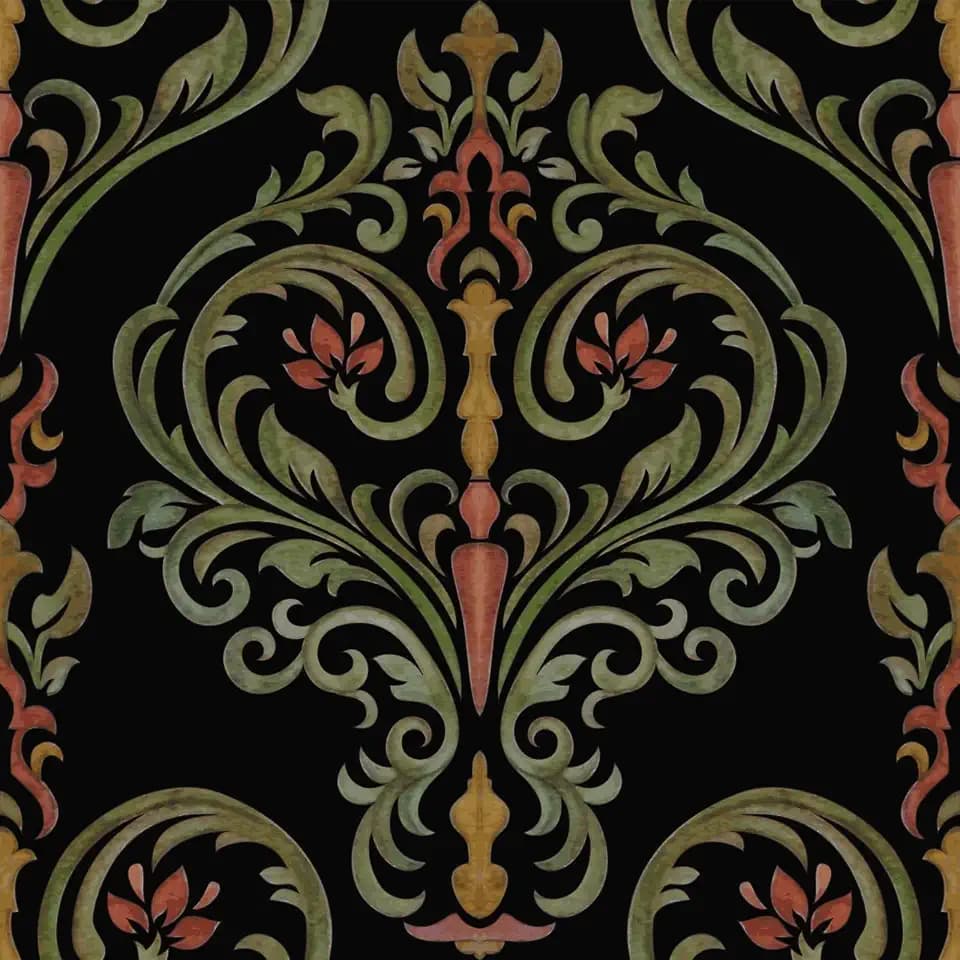 Boho Victorian Floral Wallpaper Peel and Stick Vintage Elegant Botanical Dark Mysterious Red Flowers Green Leaf Wallpaper Removable Self Adhesive for Bedroom Bathroom Renter Friendly 17.71"x236.2"