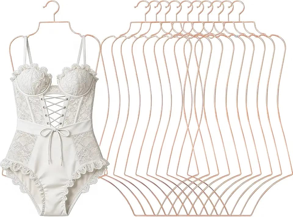 10 Pack Rosy Gold M Size Body Shape Swimsuit Bikini Hanger Wire Bra Hangers for Display Lingerie Bathing Suits Swimwear Clothes Coat (10, Rosy Gold,M)
