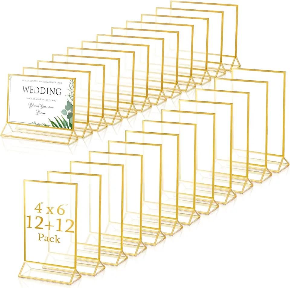 24 Pack Wedding Gold Frames Picture Acrylic Frame, 4 X 6 Inch/6 X 4 Inch