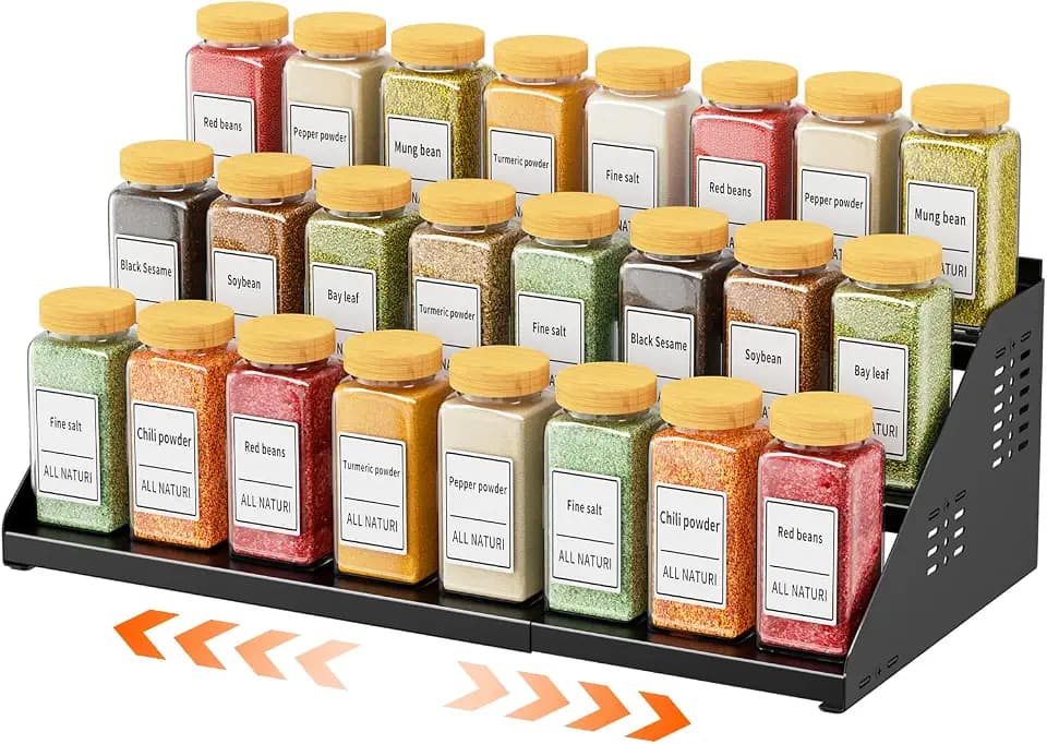 RCHYFEED 3 Tier Spice Rack Organizer for Cabinet,Expands 13.4 to 21.8 Inch