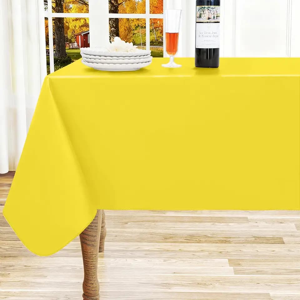 homing Rectangle Yellow Vinyl Waterproof Tablecloth with Flannel Backed