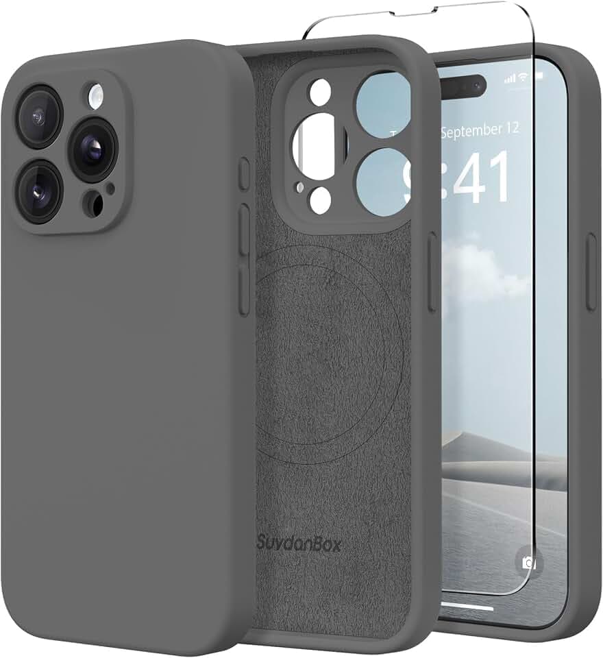 Magnetic for iPhone 14 Pro Max Case Silicone Dark Gray