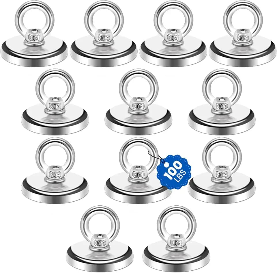 MIKEDE Strong Neodymium Fishing Magnets 12 Pack 100 lbs Pulling