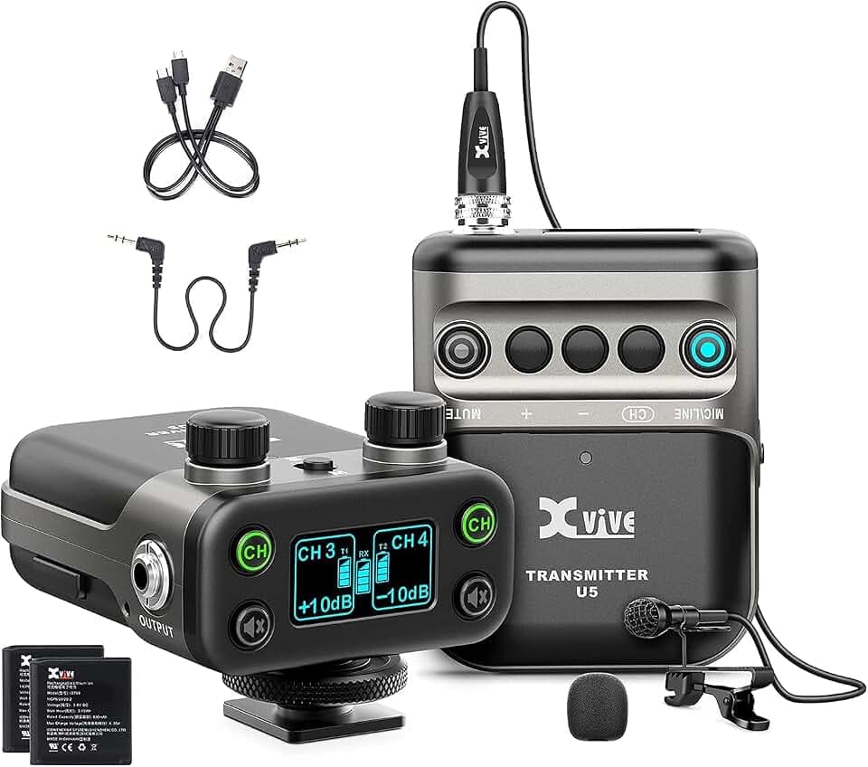 XVive U5 Wireless Audio System – Kabelloses Lavalier Mikrofon Set für Kamera, Video & Interviews, 2,4 GHz