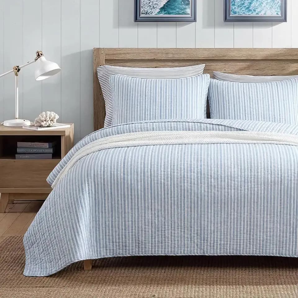 Nautica - Twin Reversible 100% Cotton Quilt Set with Coordinating Sham