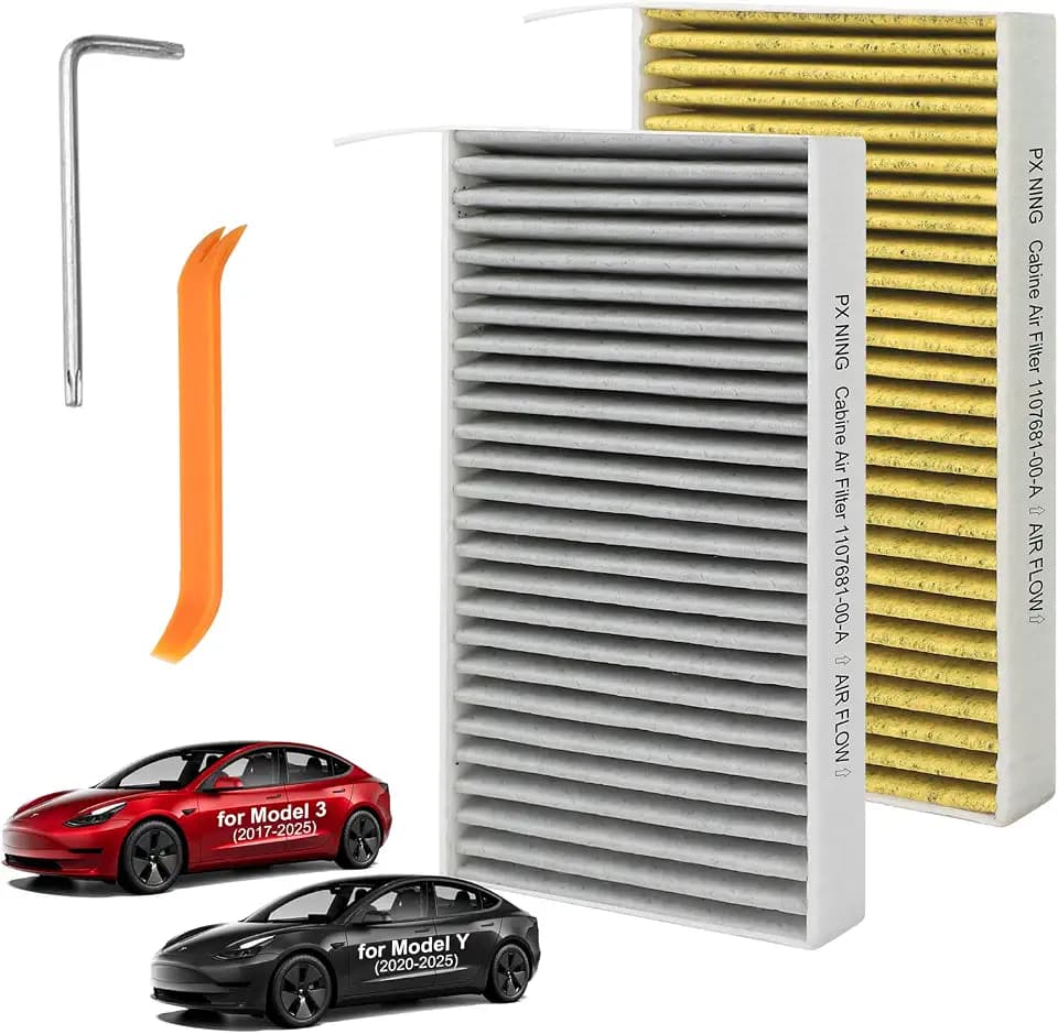 2 Stk Innenraumfilter mit Aktivkohle Kompatibel mit Tesla Model 3 (2017-2025) & Tesla Model Y (2020-2025) - PM2.5 Kabinenluftfilter Ersatz, OEM-Filterersatz, Luftfilter Auto für CF12774,1107681-00-A