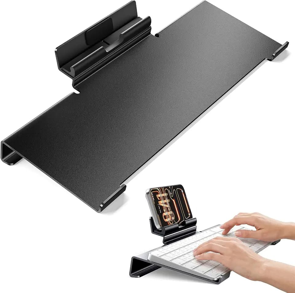 Vaydeer 2-in-1 Metal Keyboard Stand with Phone Stand for Desk