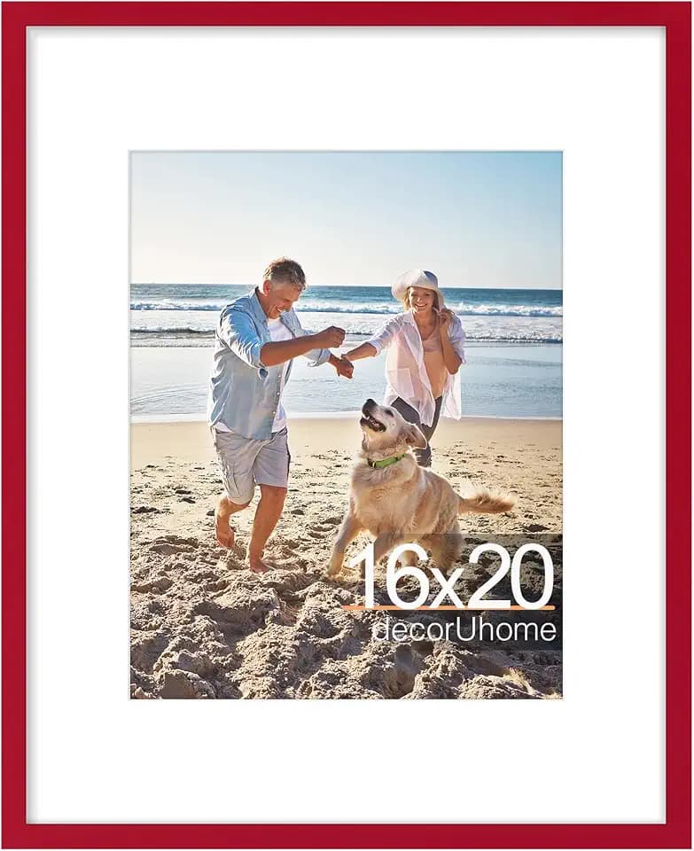 decorUhome 16x20 Picture Frame Fits 11x14 Photos with Mat, Red