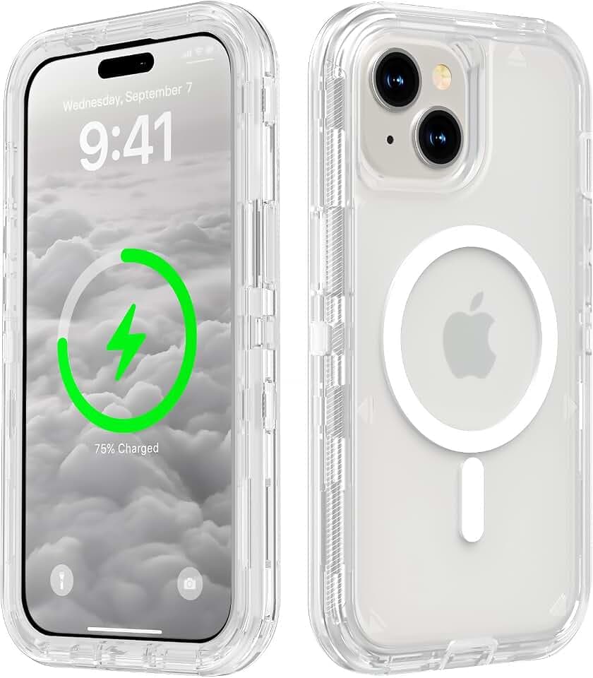 Follaroma Magnetic for iPhone 15 Case, Heavy Duty Phone Cases, Clear, 6.1"