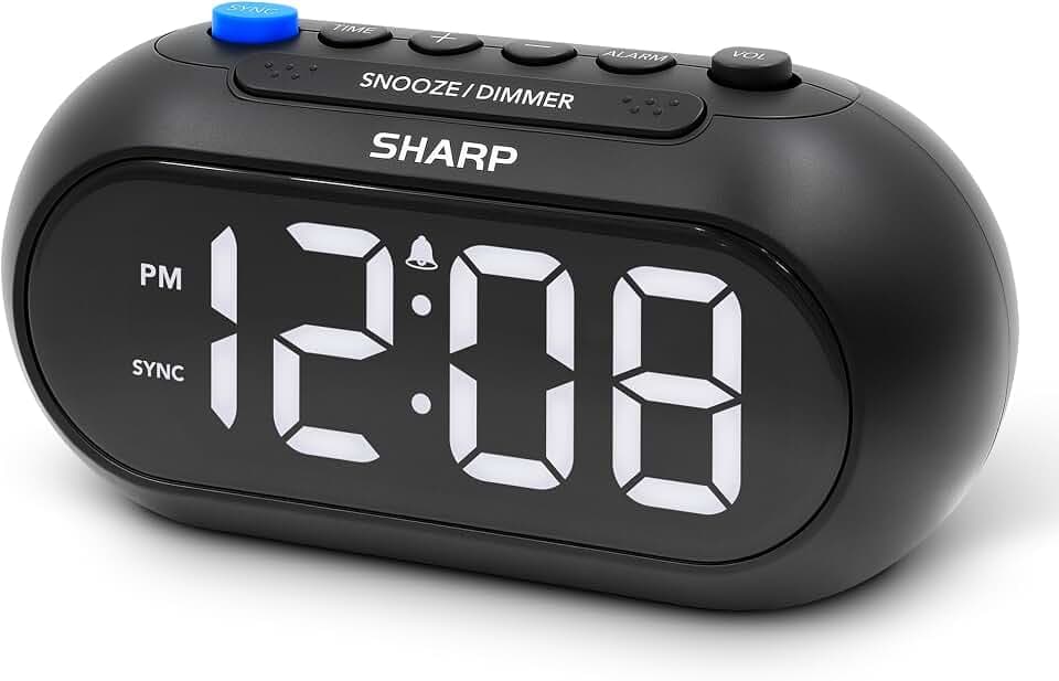 Sharp SHARPSYNC Auto Set Alarm Clock with Bluetooth Time Sync, LED Display