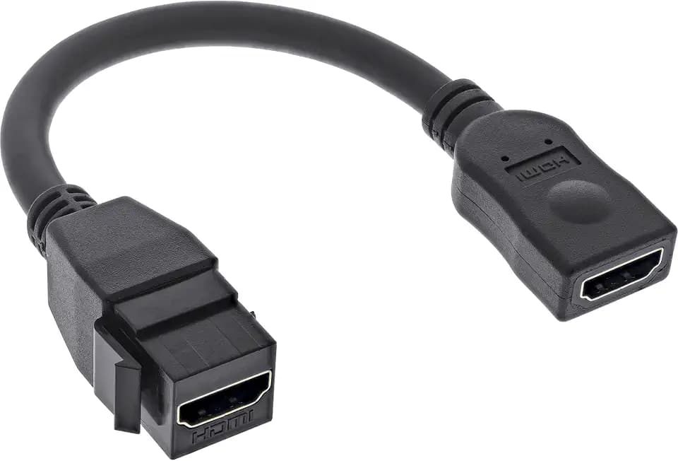 InLine® HDMI Keystone Adapterkabel 4K/30Hz, HDMI A Buchse/Buchse, schwarz, 0,2m