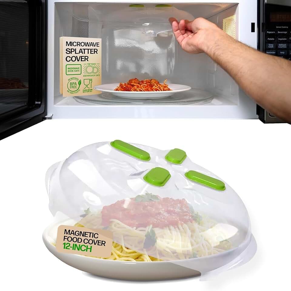 HOVER COVER Magnetic Microwave Splatter Cover for Food - 12-Inch - Green