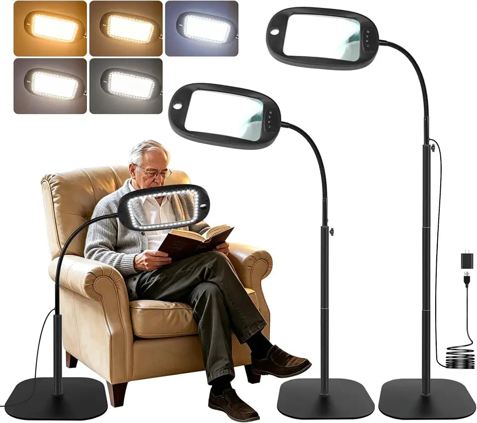 10X 30X Floor Magnifying Glass with Light and Stand